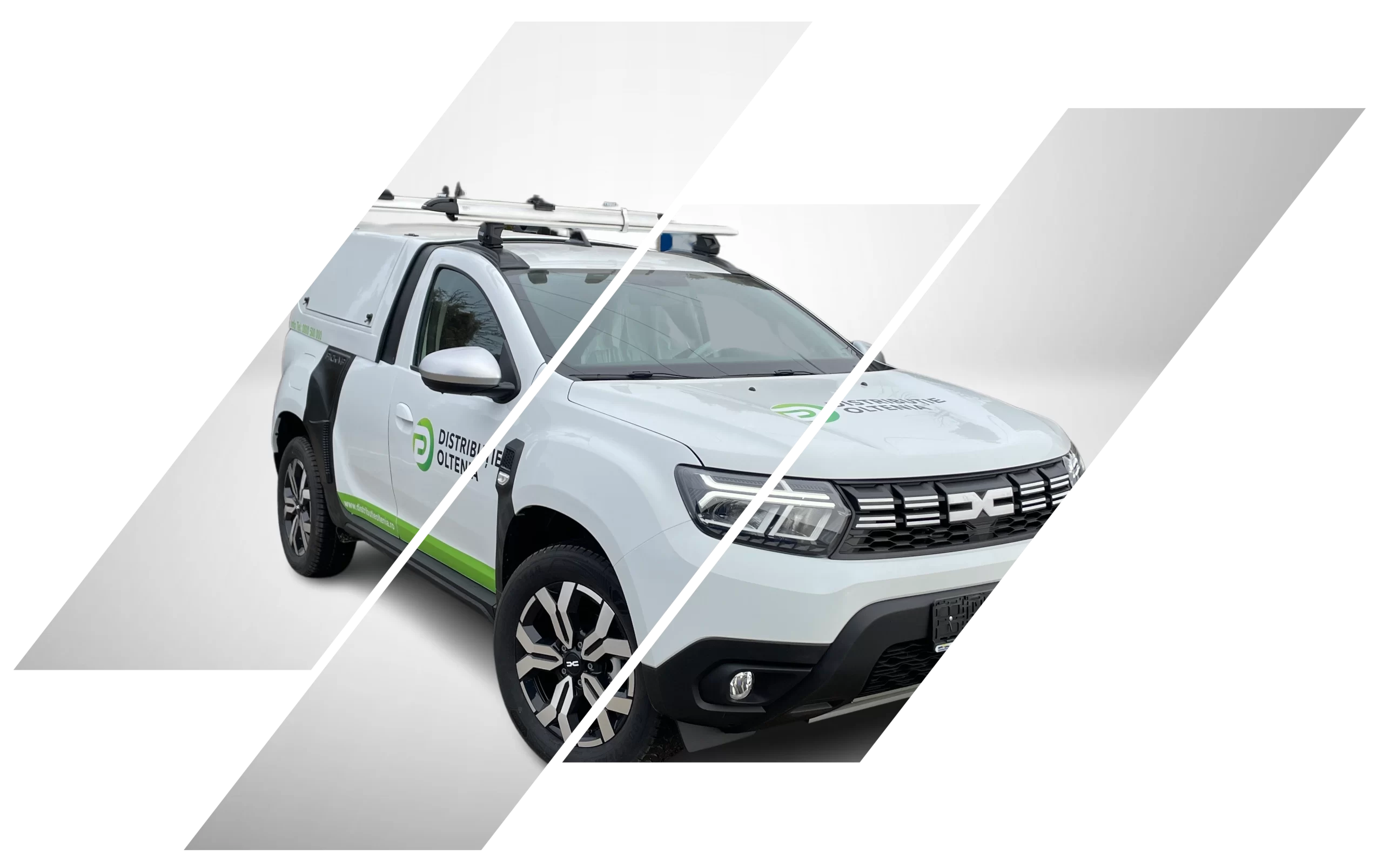 Dacia Duster PickUp cu carosare realizata la Romturingia Campulung, client CEZ. Autoutilitara excelenta pentru servicii, agricultura